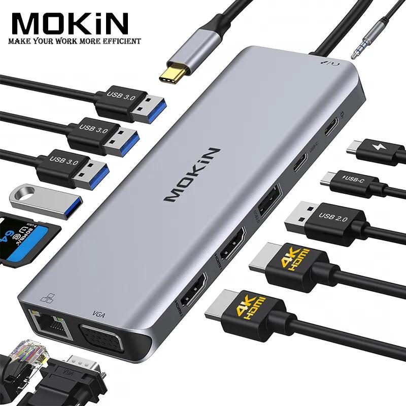 MOKiN USB-C  ŷ ̼ MacBook Air/Pro, iPad M1/M2, Thunderbolt ƮϿ - HDMI 4K, DP, 100W PD, SD/TF, RJ45 